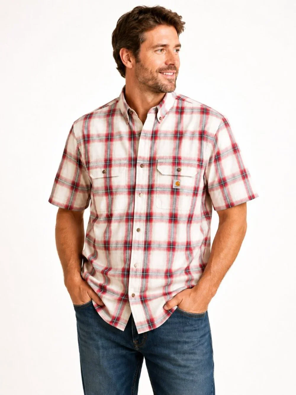 Carhartt Men's Button Down Shirt Plaid Relaxed Fit 2XLT Indie Modern Western